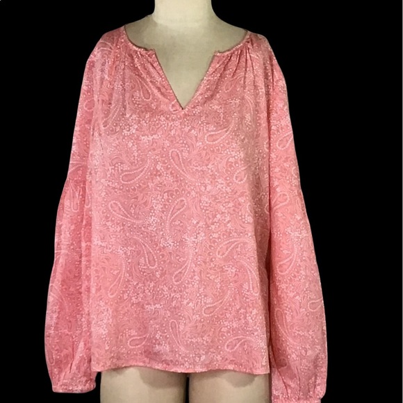 Gap Peach/White Paisley Print Top, M, EUC - Picture 1 of 4